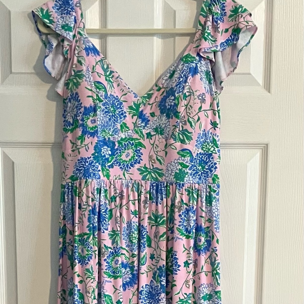 Lilly Pulitzer Pink Floral Maxi Dress with Blue Print. Size 12
No flaws